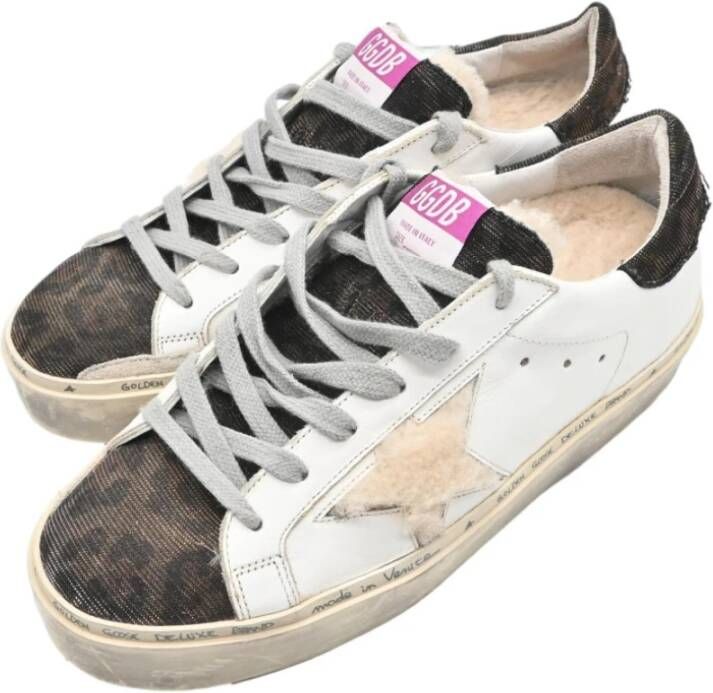 Golden Goose Leopard Shearling Sneakers Zwart Goud White Dames