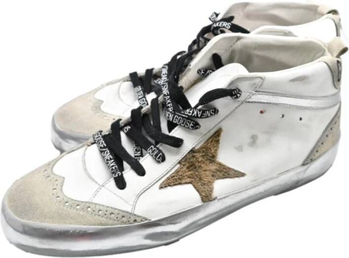 Golden Goose Leopard Star Sneakers Wit Beige Zilver White Heren