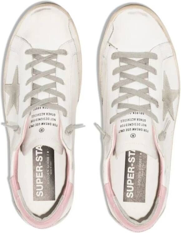 Golden Goose Leren Bovenwerk Suède Ster Crème Zool Pink Dames