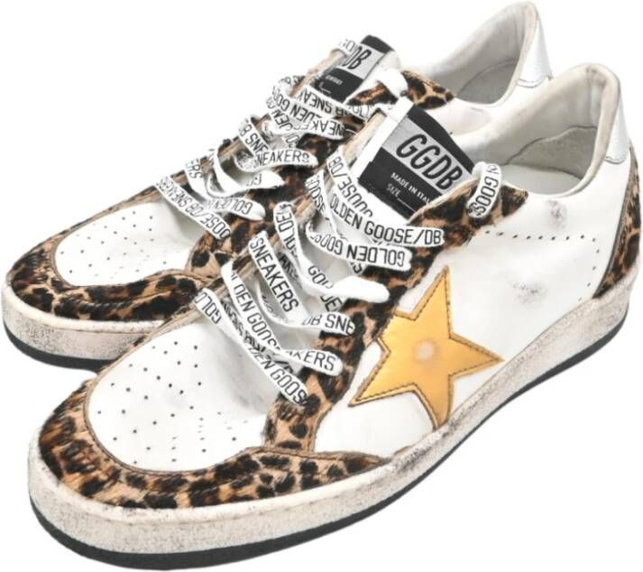 Golden Goose Leren Leo Print Sneakers Wit Goud Multicolor Dames