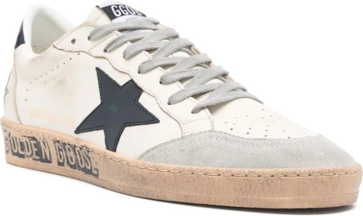 Golden Goose Leren Veterschoenen Platte Rubberen Zool White Heren