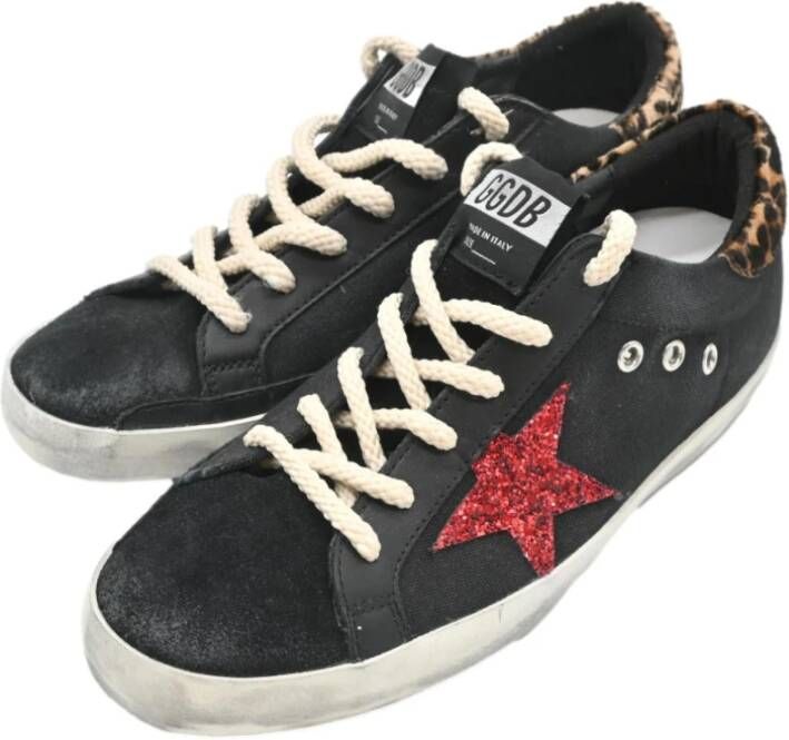 Golden Goose Luipaard Glitter Sneakers Zwart Rood Multicolor Dames