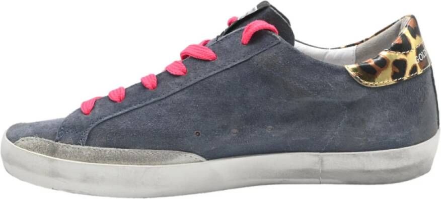 Golden Goose Luipaard Suède Sneakers Grijs Blauw Goud Multicolor Dames