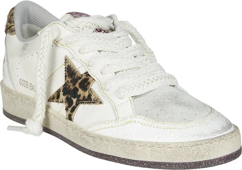 Golden Goose Luipaardprint Leren Sneakers White Dames