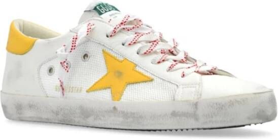 Golden Goose Mesh Sneakers Distressed Finish Wit Geel White Heren