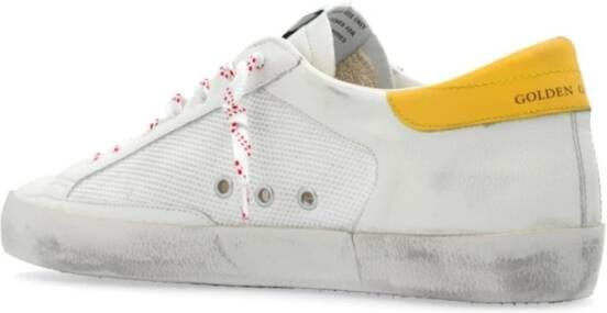 Golden Goose Mesh Sneakers Distressed Finish Wit Geel White Heren