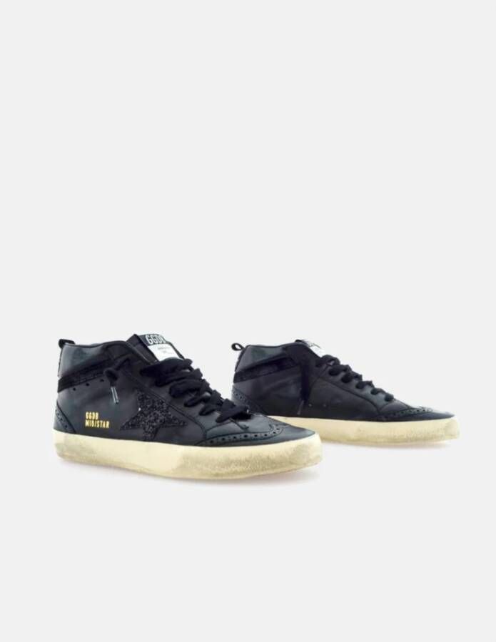 Golden Goose Mid Star Glitter Leren Sneakers Black Dames