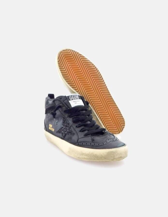 Golden Goose Mid Star Glitter Leren Sneakers Black Dames