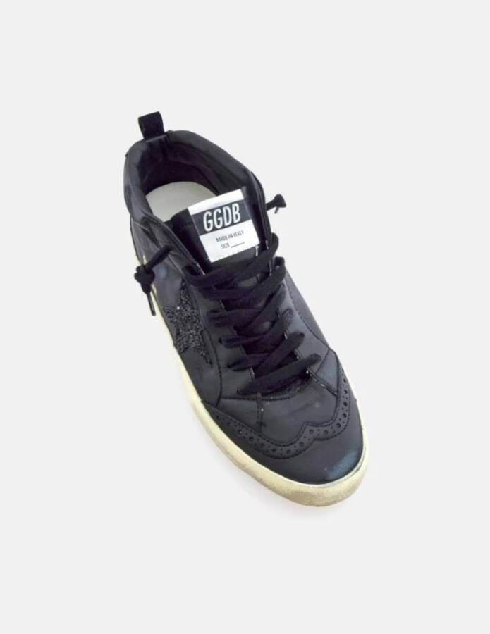 Golden Goose Mid Star Glitter Leren Sneakers Black Dames