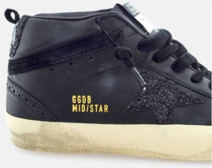 Golden Goose Mid Star Glitter Leren Sneakers Black Dames