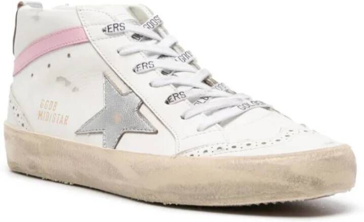 Golden Goose Mid Star Leren Hoge Sneakers White Dames