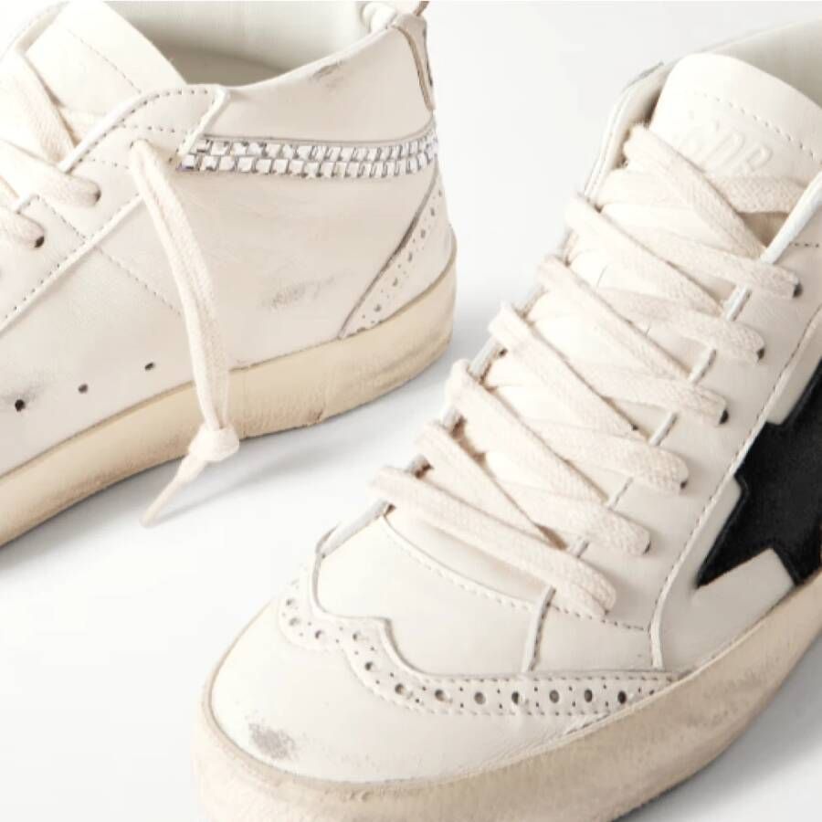 Golden Goose Mid Star Leren Sneakers Wit Zwart White Dames