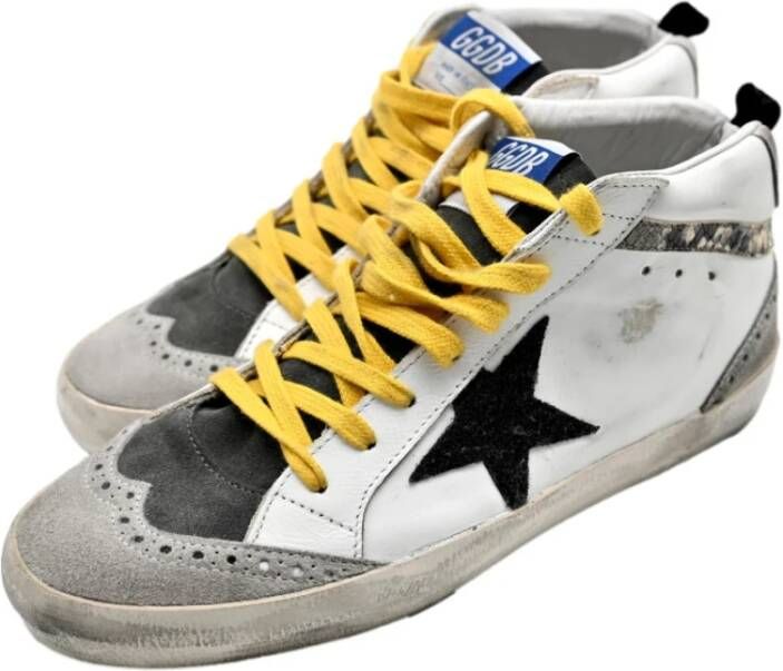 Golden Goose Mid Star Sneakers Wit Grijs Geel Multicolor Dames