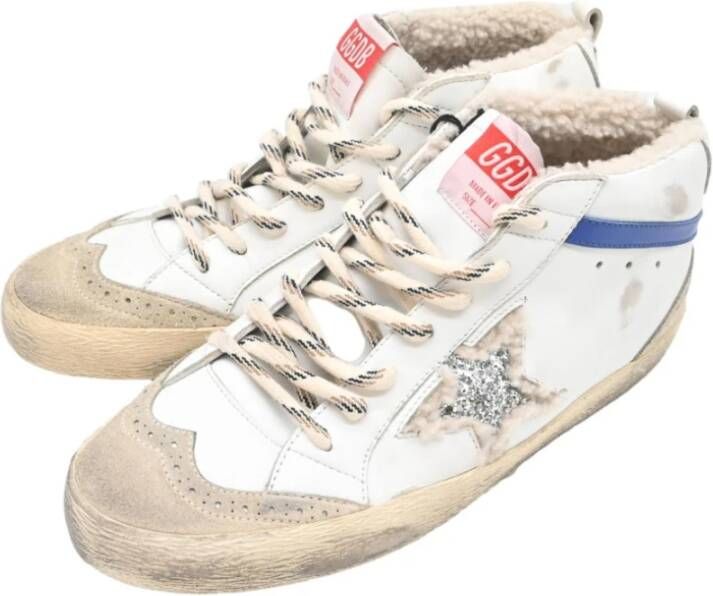 Golden Goose Mid Star Suede Glitter Sneakers White Dames