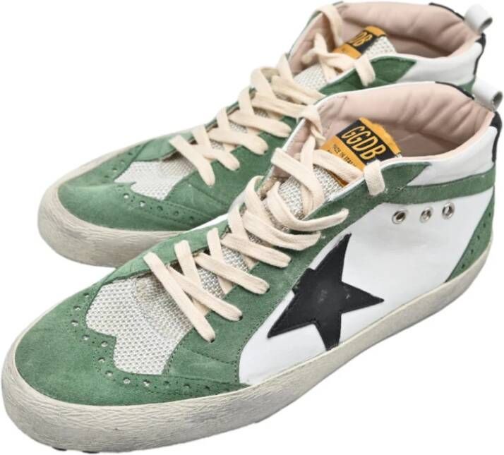 Golden Goose Mid Star Suede White Green Sneakers Multicolor Heren