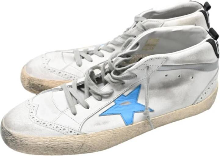 Golden Goose Midstar Leren Sneakers Wit Grijs Zwart Azure White Heren