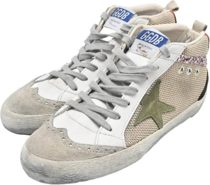 Golden Goose Midstar White Green Olive Star Sneakers Multicolor Dames