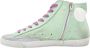 Golden Goose Olive and Silver Laminated Star Sneakers Green Dames - Thumbnail 2