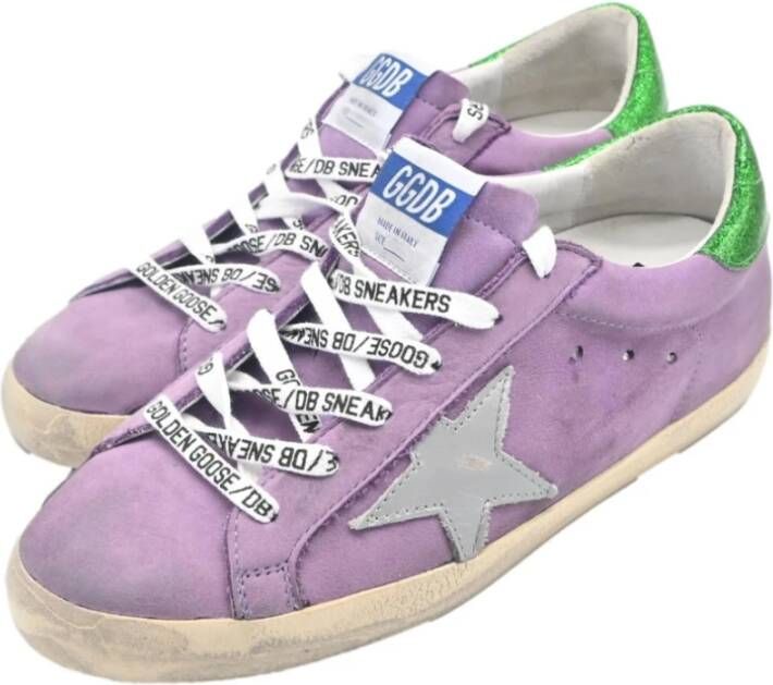 Golden Goose Paarse en Groene Superstar Sneakers Purple Dames