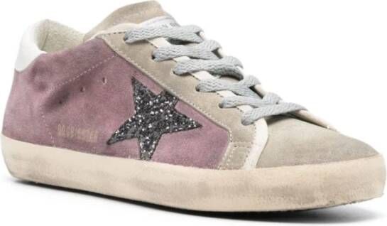 Golden Goose Paarse Glitter Sneakers Purple Dames