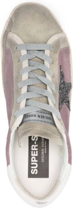 Golden Goose Paarse Glitter Sneakers Purple Dames