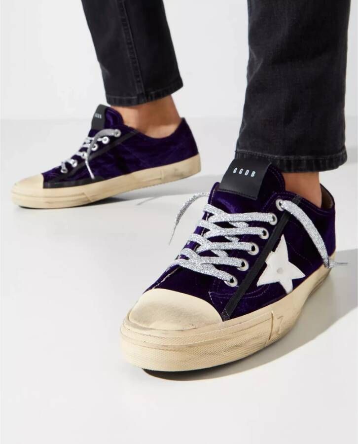 Golden Goose Paarse sneakers met witte ster Purple Heren