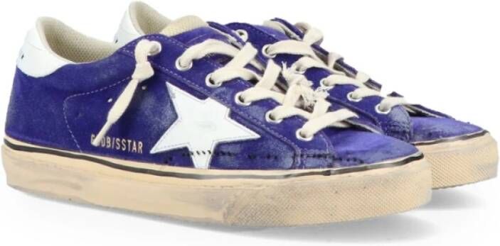 Golden Goose Paarse Suède Sneakers Blue Dames