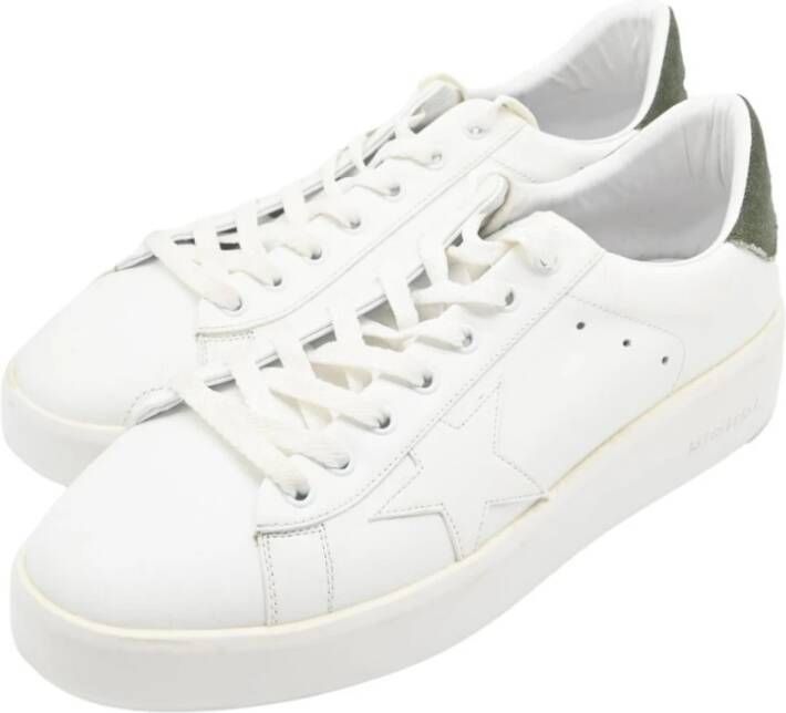 Golden Goose Purestar Leren Canvas Sneakers Wit Groen White Heren