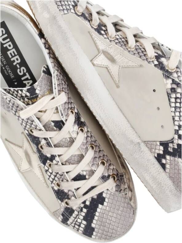 Golden Goose Python Patroon Leren Sneakers Grijs Gray Dames