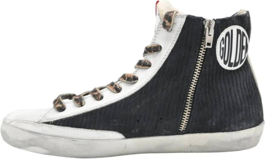 Golden Goose Ribfluweel Zwart Wit Zilver Sneakers Black Dames