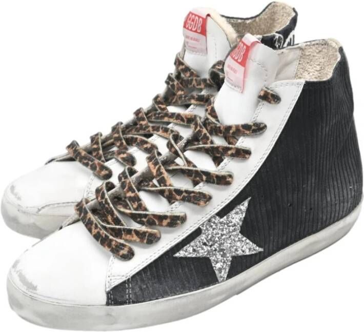 Golden Goose Ribfluweel Zwart Wit Zilver Sneakers Black Dames