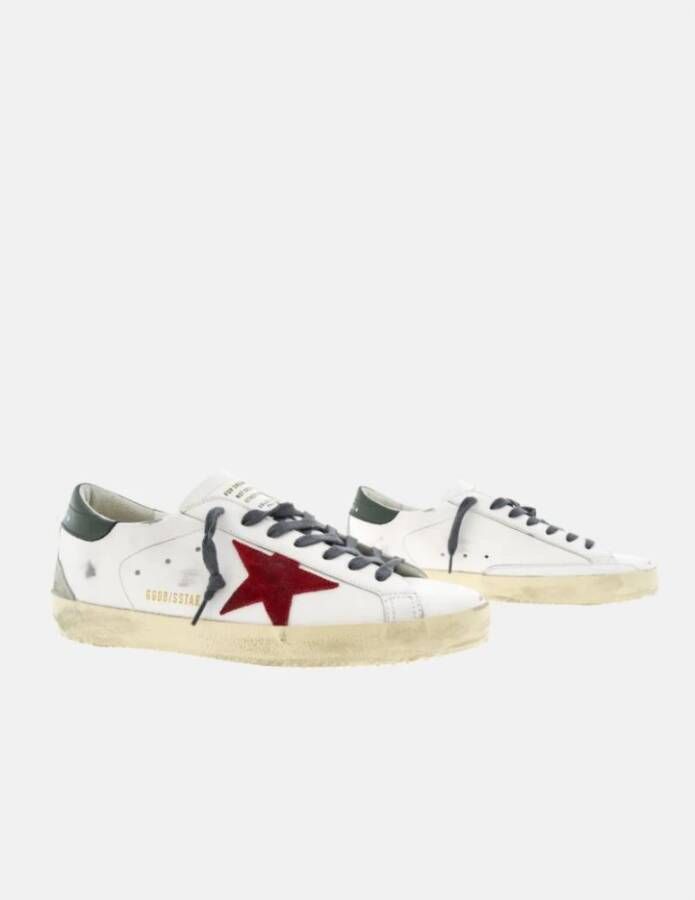 Golden Goose Rode Suède SuperStar Sneakers Groene Hiel White Heren