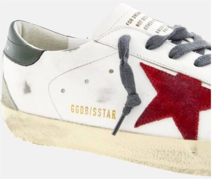 Golden Goose Rode Suède SuperStar Sneakers Groene Hiel White Heren