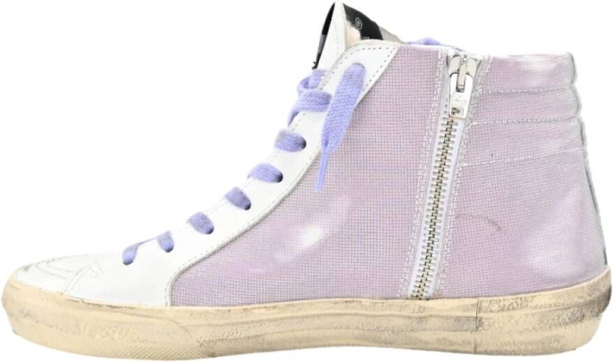 Golden Goose Roze Canvas Leren Sneakers Lila Veters Multicolor Dames