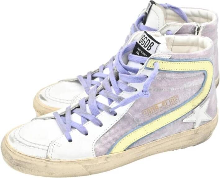 Golden Goose Roze Canvas Leren Sneakers Lila Veters Multicolor Dames