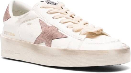 Golden Goose Roze Sneakers Distressed Design Logo Patch Pink Dames