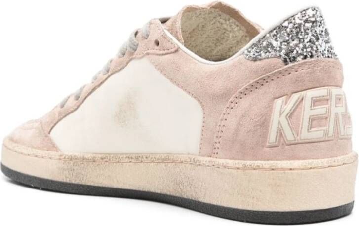 Golden Goose Roze Suède Ster Patch Sneakers Beige Dames