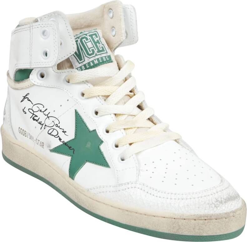 Golden Goose Scheur Teen Leren Bovenkant Ster Nylon White Heren