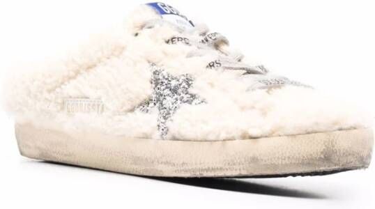 Golden Goose Shearling Glitter Star Sabot Sneakers Beige Dames