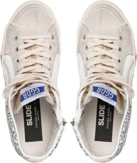 Golden Goose Witte Glitter Hoge Top Sneakers Beige Heren