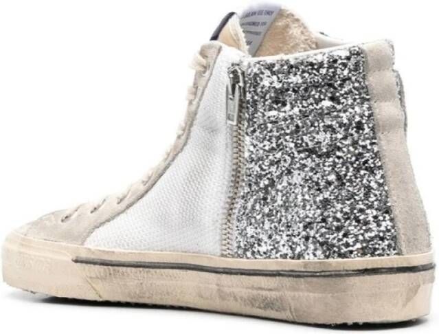 Golden Goose Witte Glitter Hoge Top Sneakers Beige Heren