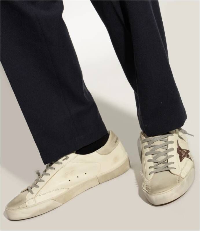 Golden Goose Sneakers Super-Star Met Lijst Gedrukte Ster Geborduurd Beige Heren