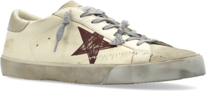 Golden Goose Sneakers Super-Star Met Lijst Gedrukte Ster Geborduurd Beige Heren