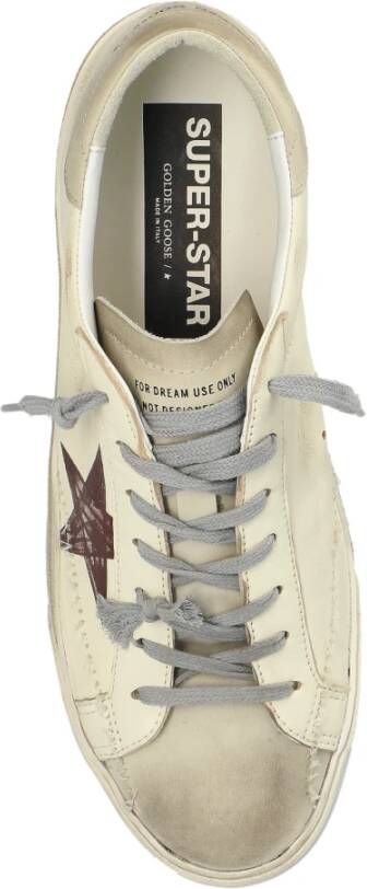 Golden Goose Sneakers Super-Star Met Lijst Gedrukte Ster Geborduurd Beige Heren