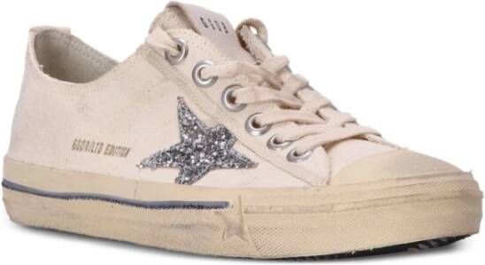 Golden Goose Sneakers van verweven canvas met glitterdetails Beige Dames