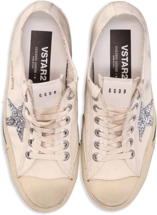 Golden Goose Sneakers van verweven canvas met glitterdetails Beige Dames