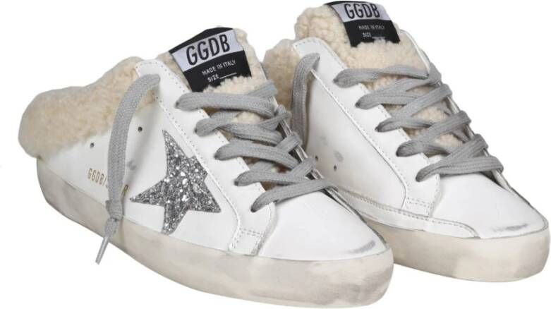 Golden Goose Shearling Leren Star Mules Wit Dames