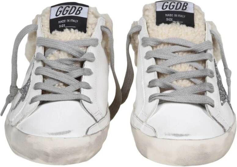 Golden Goose Shearling Leren Star Mules Wit Dames