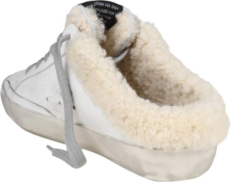 Golden Goose Shearling Leren Star Mules Wit Dames