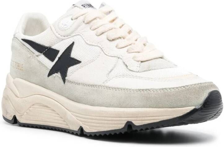 Golden Goose Witte Sneakers met Fluorescerend Groen Koord Wit Dames